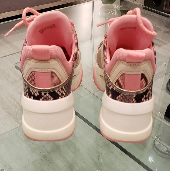 EUC- Michael Kors Olympia mixed media baby pink platform sneakers - Picture 6 of 14